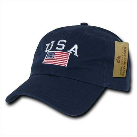 RapDom USA Flag Graphic Relaxed Mens Cap [Navy Blue - Adjustable]