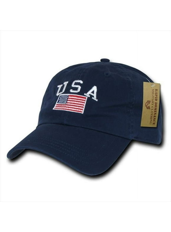 RapDom USA Flag Graphic Relaxed Mens Cap [Navy Blue - Adjustable]