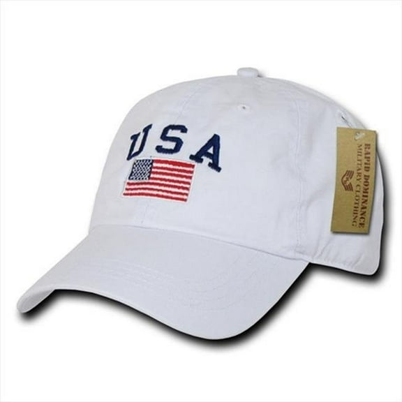 RapDom USA Flag Graphic Relaxed Mens Cap [White - Adjustable]