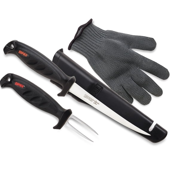 Rapala Fisherman's Fillet Combo 6" Falcon Knife Fillet Glove Fillet Fork