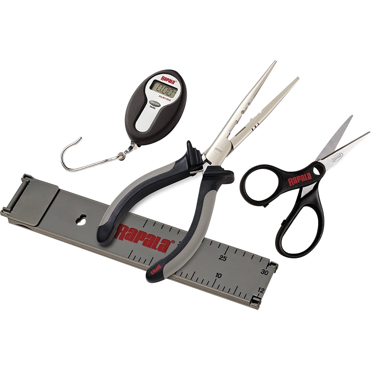 Rapala Fisherman's Tool Combo Pack (Scissors, Pliers, Ruler, Scale) - Black