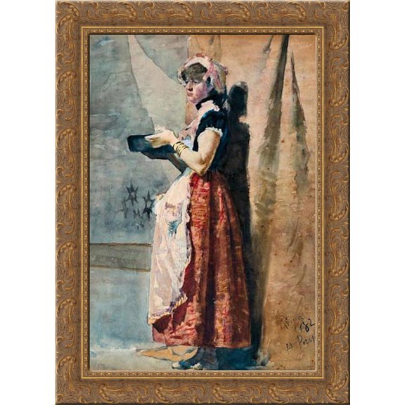Rapariga Romana 20x24 Gold Ornate Wood Framed Canvas Art by Pousao, Henrique