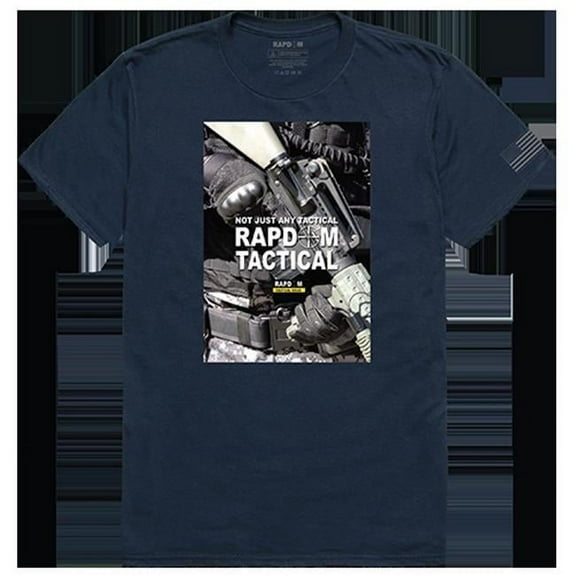 Rapdom 2 Tactical Graphic Tee Shirt, Navy - 2XL