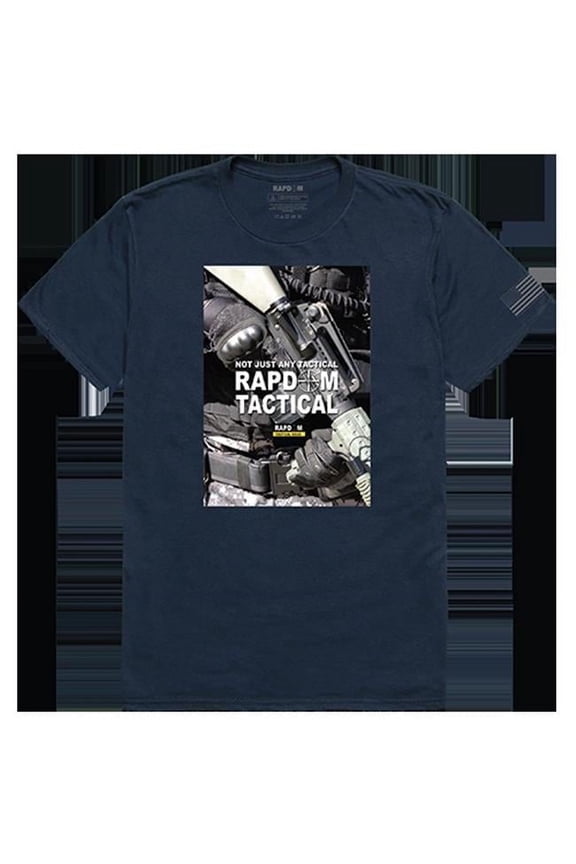 Rapdom 2 Tactical Graphic Tee Shirt, Navy - Medium