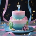 thumbnail image 1 of Rapeiae Blue Mermaid Tail Number Birthday Candles - Paraffin Wax Smoke-Free with Candle Holder, for Cake Topper Birthday Anniversary Celebrations, 1 of 6