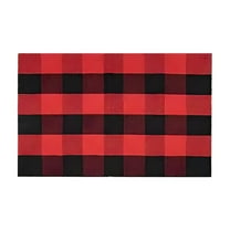 Rapeiae Buffalo Plaid Outdoor Rug Orange and Black 15.7 x 23.6 Inch Checkered Rug Washable Halloween Front Porch Rug Layered Fall Outdoor Mats for Front Door Autumn Farmhouse Entryway Patio Decor