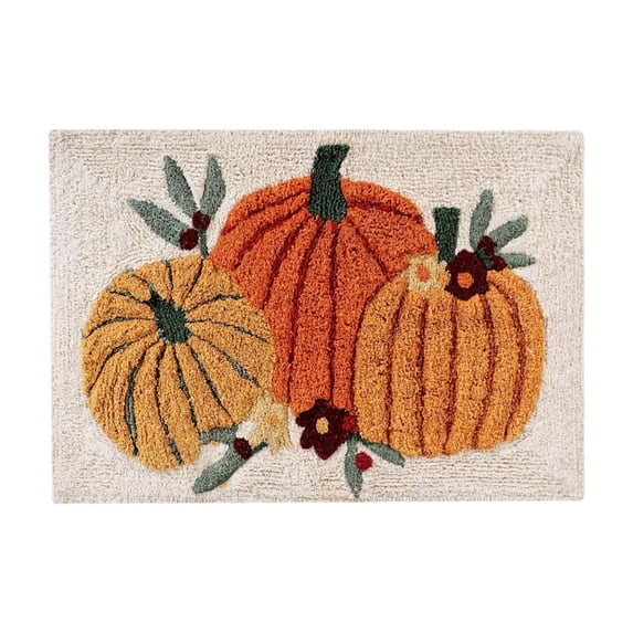 Rapeiae Fall Pumpkin Bathroom Rug, Bath Mat Water Absorbent Non-Slip Washable for Shower Tub Bedside Floor Small Tufted Carpet Halloween Thanksgiving Accent Area Rug Decoration, 15.7x23.6 in