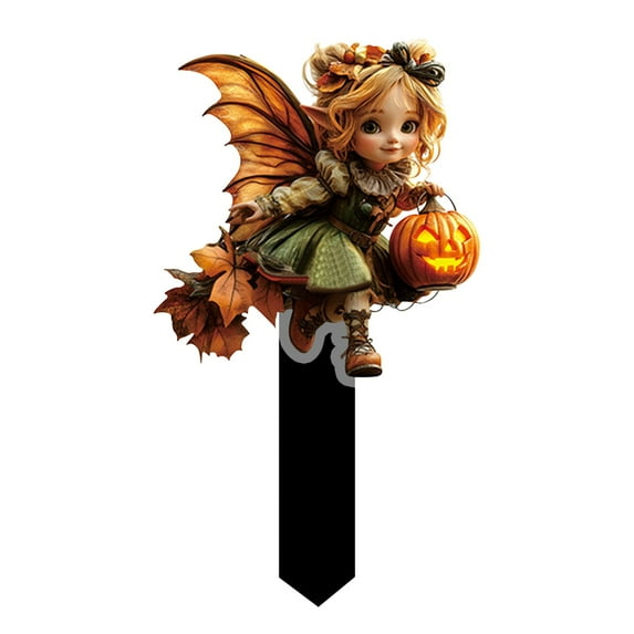 Rapeiae Thanksgiving Halloween Pumpkin Fairy Statue Decor, Miniature Garden Resin Figurine Sculpture, Halloween Theme Gift Fairy Sculpture Collectibles for Home Garden Outdoor Indoor Decora