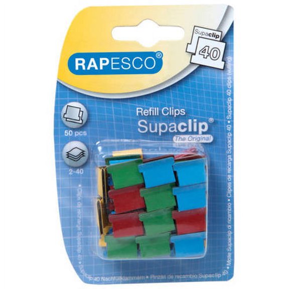 Rapesco Supaclip 40 Multi-Colored Refill Clips