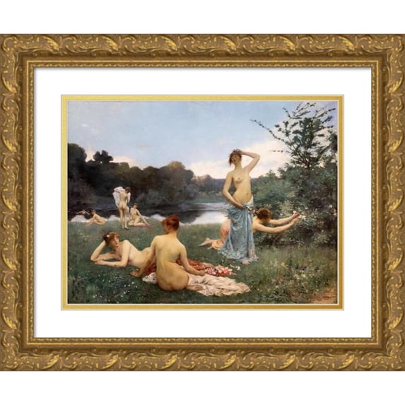Raphaël Collin 18x15 Gold Ornate Wood Frame and Double Matted Museum Art Print Titled - Summer (1884)