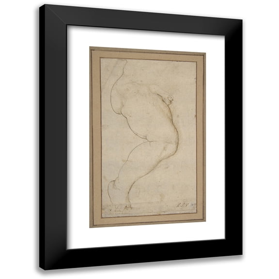 Raphael 11x14 Black Modern Framed Museum Art Print Titled - Study of the Right Leg of a Male Child