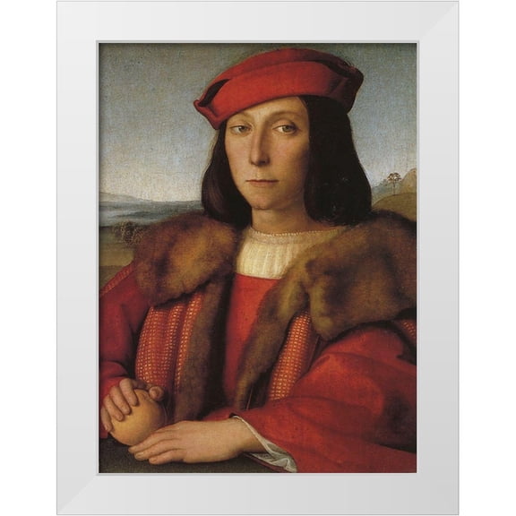 Raphael 11x14 White Modern Wood Framed Museum Art Print Titled - Portrait Of A Young Man 2