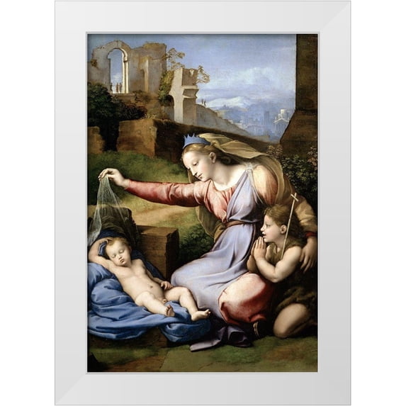Raphael 11x14 White Modern Wood Framed Museum Art Print Titled - Virgin With The Veil