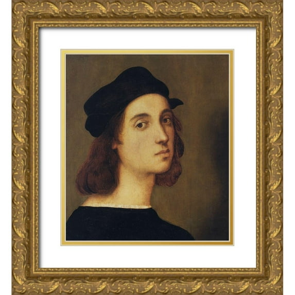 Raphael 12x13 Gold Ornate Wood Framed with Double Matting Museum Art Print Titled - Self Portrait