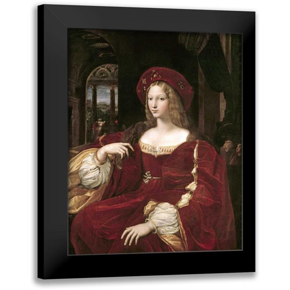 Raphael 12x14 Black Modern Framed Museum Art Print Titled - Portrait of Joanna of Aragon
