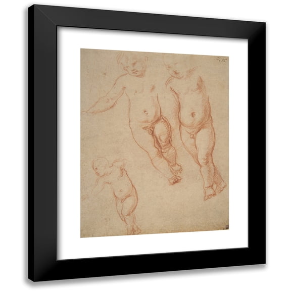 Raphael 12x14 Black Modern Framed Museum Art Print Titled - Studies of the Christ Child (1513-14)