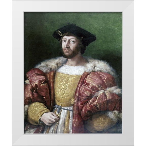 Raphael 12x14 White Modern Wood Framed Museum Art Print Titled - Portrait of Lorenzo DeMedici