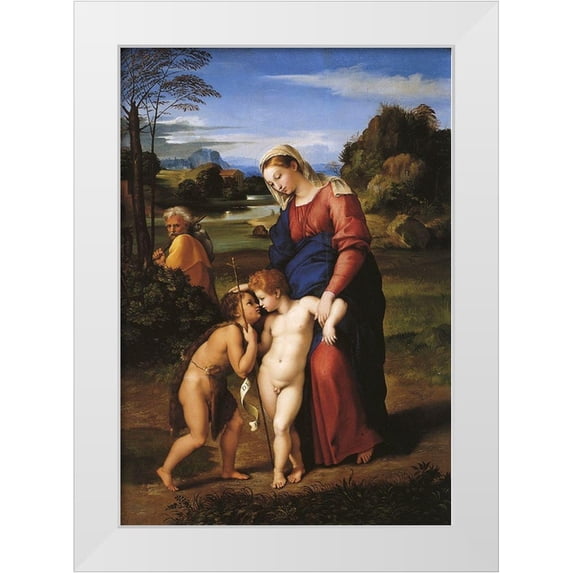 Raphael 14x18 White Modern Wood Framed Museum Art Print Titled - Holy Family With St John