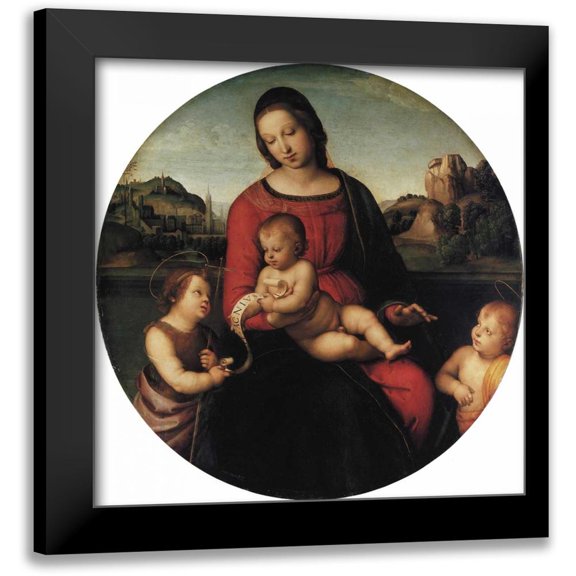 Raphael 15x15 Black Modern Framed Museum Art Print Titled - Madonna And Child With Two Saints