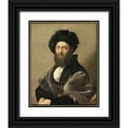 thumbnail image 1 of Raphael 15x18 Black Ornate Wood Framed with Double Matting Museum Art Print Titled - Portrait of Baldassare Castiglione, 1 of 4