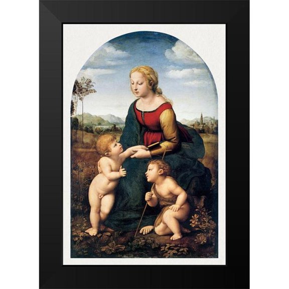 Raphael 17x24 Black Modern Framed Museum Art Print Titled - The Virgin and Child with Saint John the Baptist