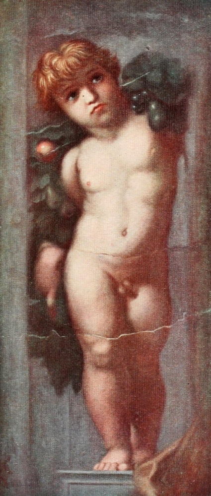 Raphael 1912 Putto with Garland Canvas Art - Raphael (18 x 24)