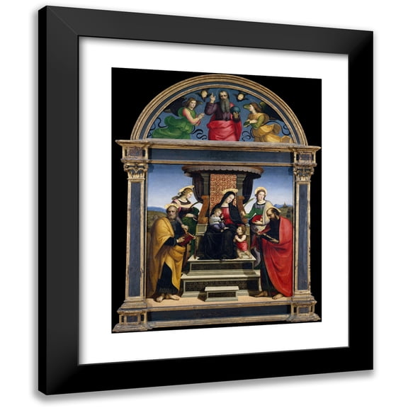 Raphael 19x24 Black Modern Framed Museum Art Print Titled - Madonna and Child Enthroned with Saints (ca. 1504)