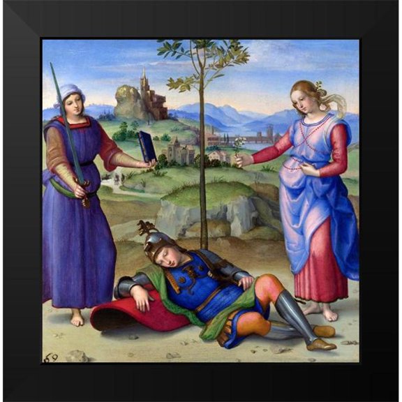 Raphael 20x20 Black Modern Framed Museum Art Print Titled - An Allegory-Vision of a Knight