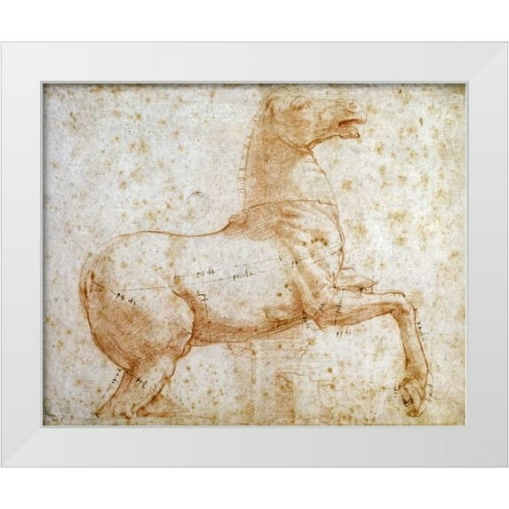 Raphael 24x20 White Modern Wood Framed Museum Art Print Titled - Study of One of The Quirinal Marble Horses