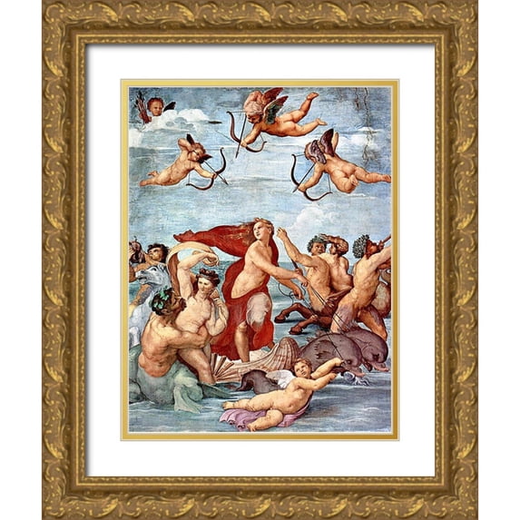 Raphael 25x32 Gold Ornate Wood Framed with Double Matting Museum Art Print Titled - The Triumph of Galatea