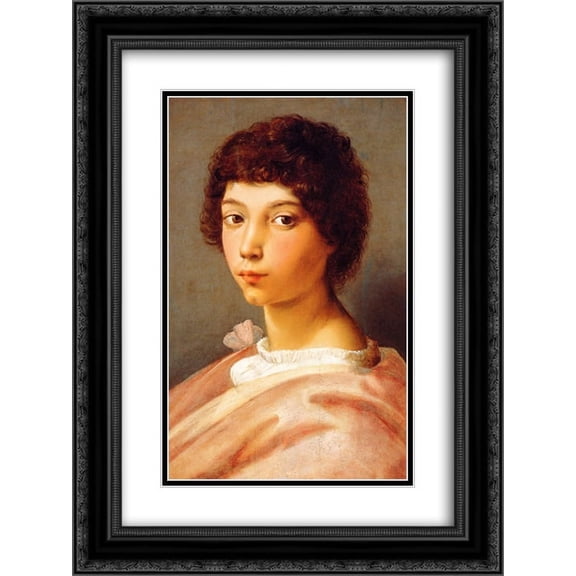 Raphael 2x Matted 18x24 Black Ornate Framed Art Print 'Portrait of a Young Man'