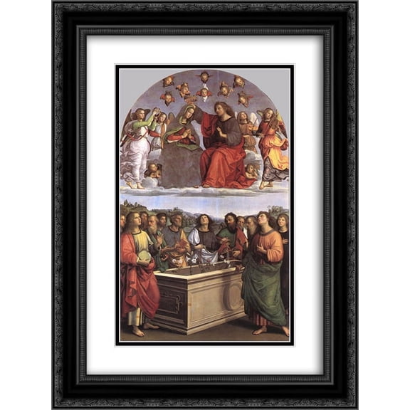 Raphael 2x Matted 18x24 Black Ornate Framed Art Print 'The Crowning of the Virgin (Oddi altar)'