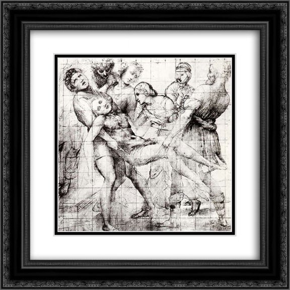 Raphael 2x Matted 20x20 Black Ornate Framed Art Print 'Study for the 'Entombment' in the Galleria Borghese, Rome '