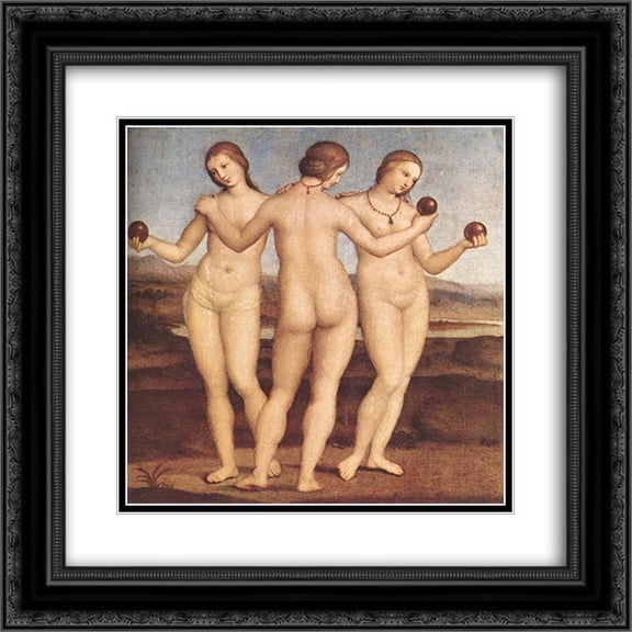 Raphael 2x Matted 20x20 Black Ornate Framed Art Print 'The Three Graces'
