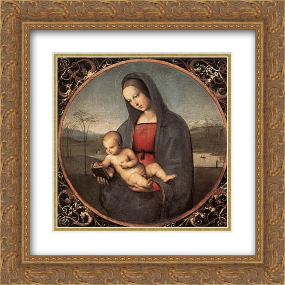 Raphael 2x Matted 20x20 Gold Ornate Framed Art Print 'Madonna with the Book'