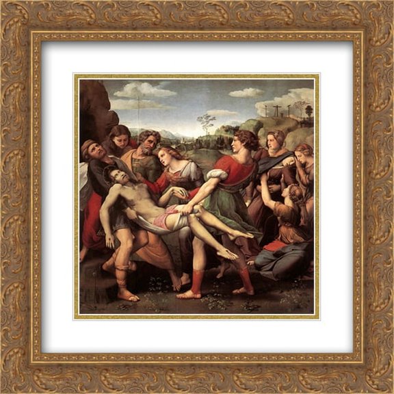 Raphael 2x Matted 20x20 Gold Ornate Framed Art Print 'The Entombment'