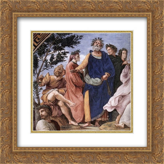 Raphael 2x Matted 20x20 Gold Ornate Framed Art Print 'The Parnassus [detail: 2]'