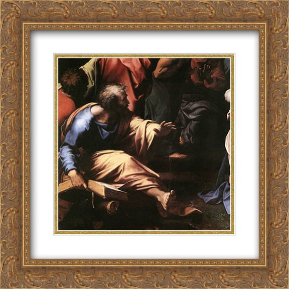 Raphael 2x Matted 20x20 Gold Ornate Framed Art Print 'The Transfiguration [detail: 1]'