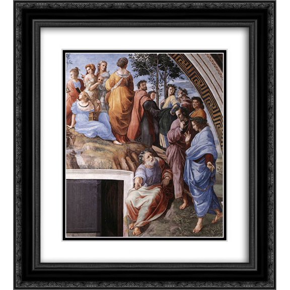 Raphael 2x Matted 20x22 Black Ornate Framed Art Print 'The Parnassus [detail: 9]'