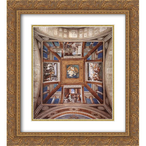 Raphael 2x Matted 20x22 Gold Ornate Framed Art Print 'Scenes from the Life of David'