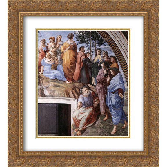 Raphael 2x Matted 20x22 Gold Ornate Framed Art Print 'The Parnassus [detail: 9]'