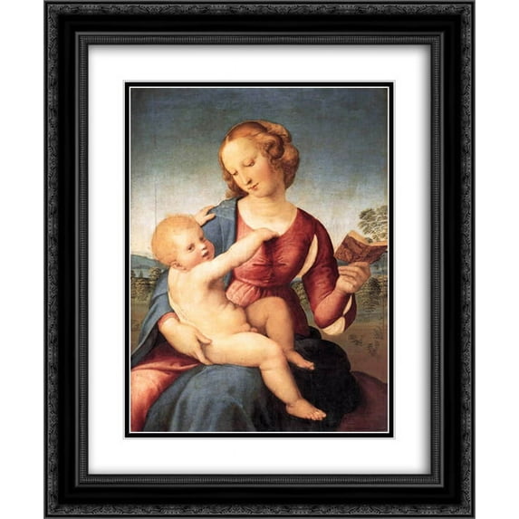 Raphael 2x Matted 20x24 Black Ornate Framed Art Print 'Colonna Madonna'