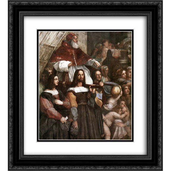 Raphael 2x Matted 20x24 Black Ornate Framed Art Print 'Expulsion of Heliodorus from the Temple (detail)'