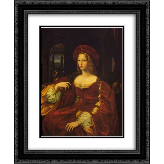 Raphael 2x Matted 20x24 Black Ornate Framed Art Print 'Joanna of Aragon'