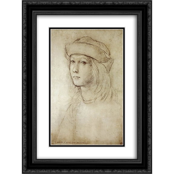 Raphael 2x Matted 20x24 Black Ornate Framed Art Print 'Self Portrait'