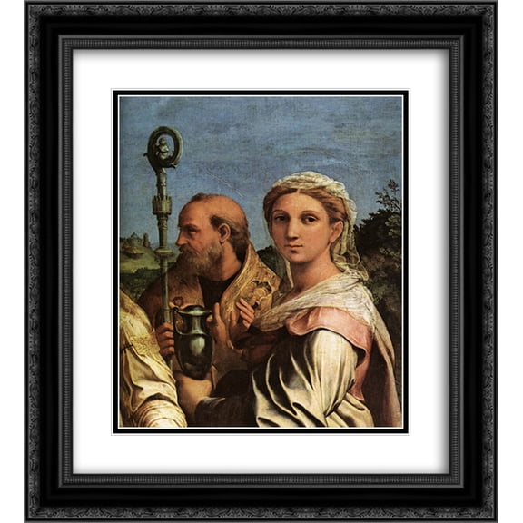 Raphael 2x Matted 20x24 Black Ornate Framed Art Print 'St. Cecilia with Saints (detail)'