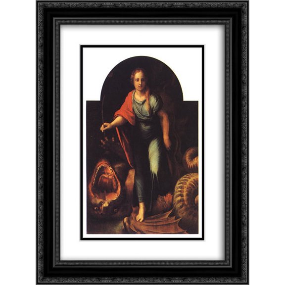 Raphael 2x Matted 20x24 Black Ornate Framed Art Print 'The Serpent & The Cross'