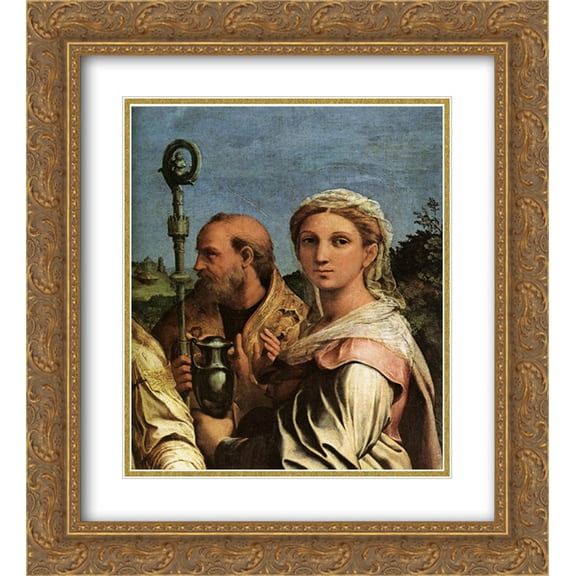 Raphael 2x Matted 20x24 Gold Ornate Framed Art Print 'St. Cecilia with Saints (detail)'
