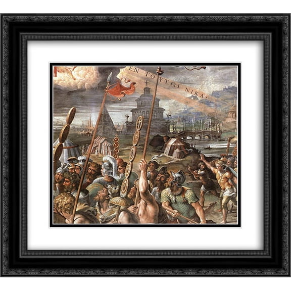 Raphael 2x Matted 22x20 Black Ornate Framed Art Print 'Vision of the Cross [detail: 1]'