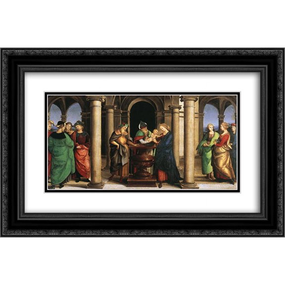 Raphael 2x Matted 24x16 Black Ornate Framed Art Print 'The Presentation in the Temple'